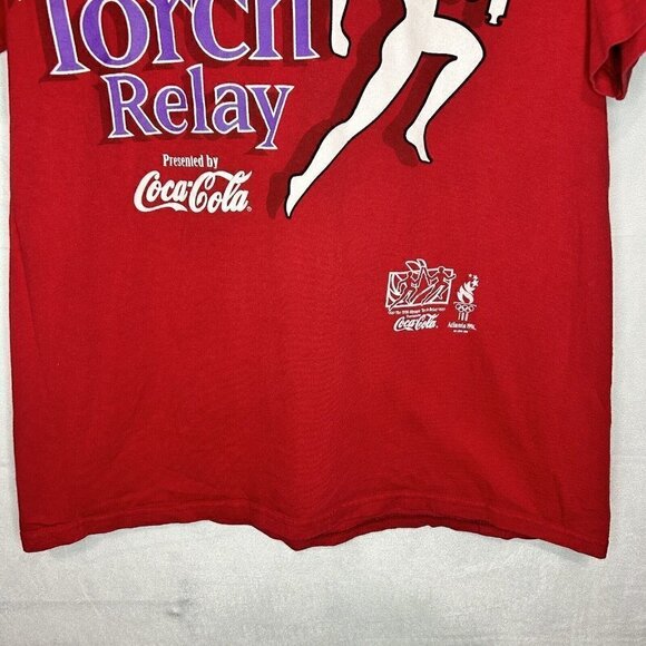Vintage Hanes 1996 Atlanta Olympics Torch Relay Red Coca-Cola T-Shirt Sz M - Picture 4 of 8